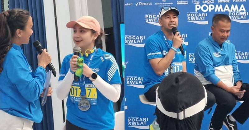 Nagita Slavina dan Raffi Ahmad di  Pocari Sweat Run Indonesia 2024 Bandung, Minggu (21/7/2024) - Popmama.com/Sania Chandra